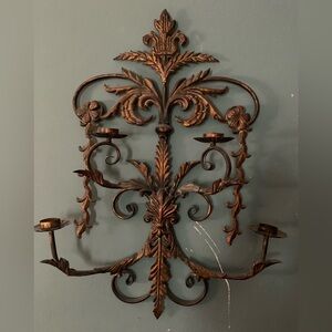 Vintage 4 candle Metal Candelabra wall sconce.